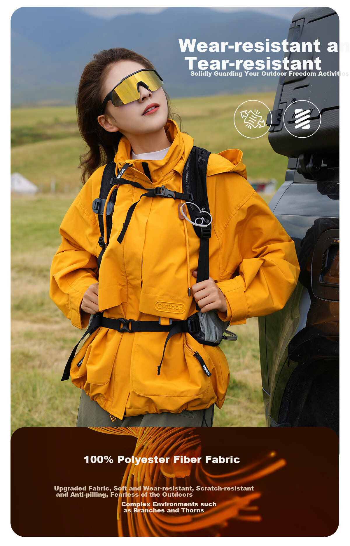 OUTDOOR PRODUCTS [Huangmeirou] Functional Three-In Fleece Jacket for Women, Windproof Coat, China Red 3