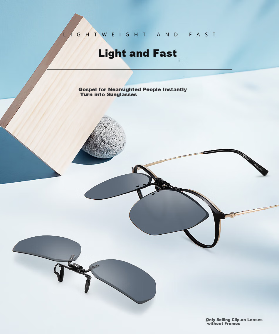 DRATRA Polarized Sunglasses Clip-On for Men And Women, Classic Frog-Eye Glasses, Myopia Eyewear Clip-On, Driving Sunglasses, Sun Protection, Anti-Glare 2