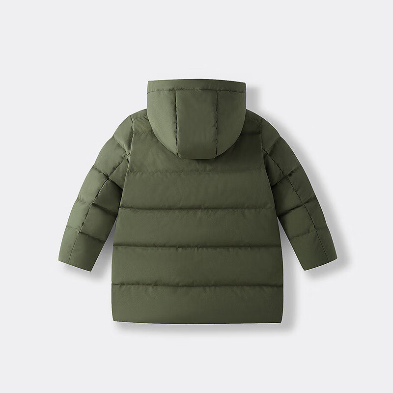 Annil Kids Boys and Girls Thermal Mid-Length Down Jacket 2025 Winter New Cold-Resistant Stone Green 160