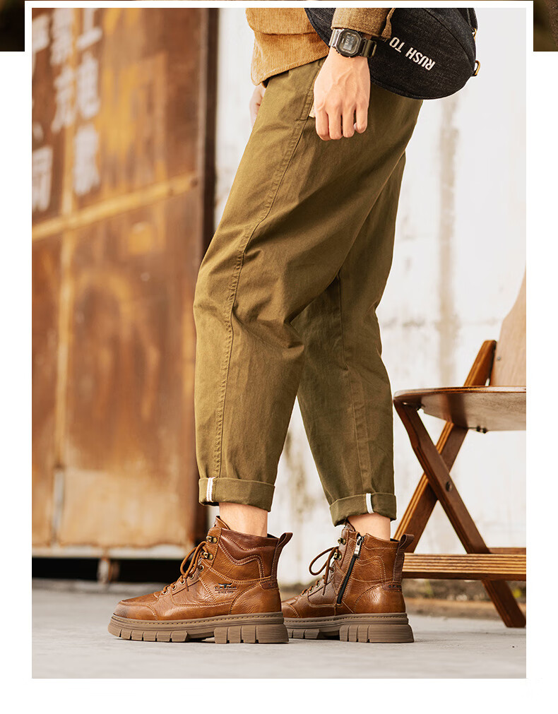 G.N.Shi Jia [Zhang Ruoyun Style] Men's Autumn Winter New Retro British Martin High-top Durable Work Boots 16