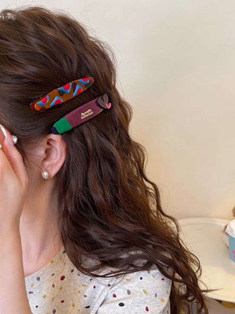 CHIMERA Colorblock Dopamine 2-Piece Bang Clip and Back Hair Clip Set Hairpin Hair Clip 6.1 Children's Day Gift 1