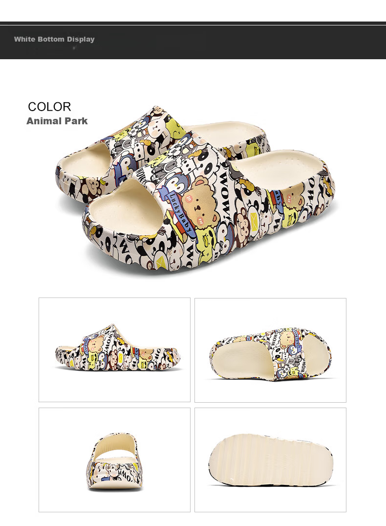 CARTELO Women's Slippers with Squishy Feel, Home Slippers, Slide Sandals, Bathroom Slippers, Women's Shoes 0824 Animal Park 36-37 18