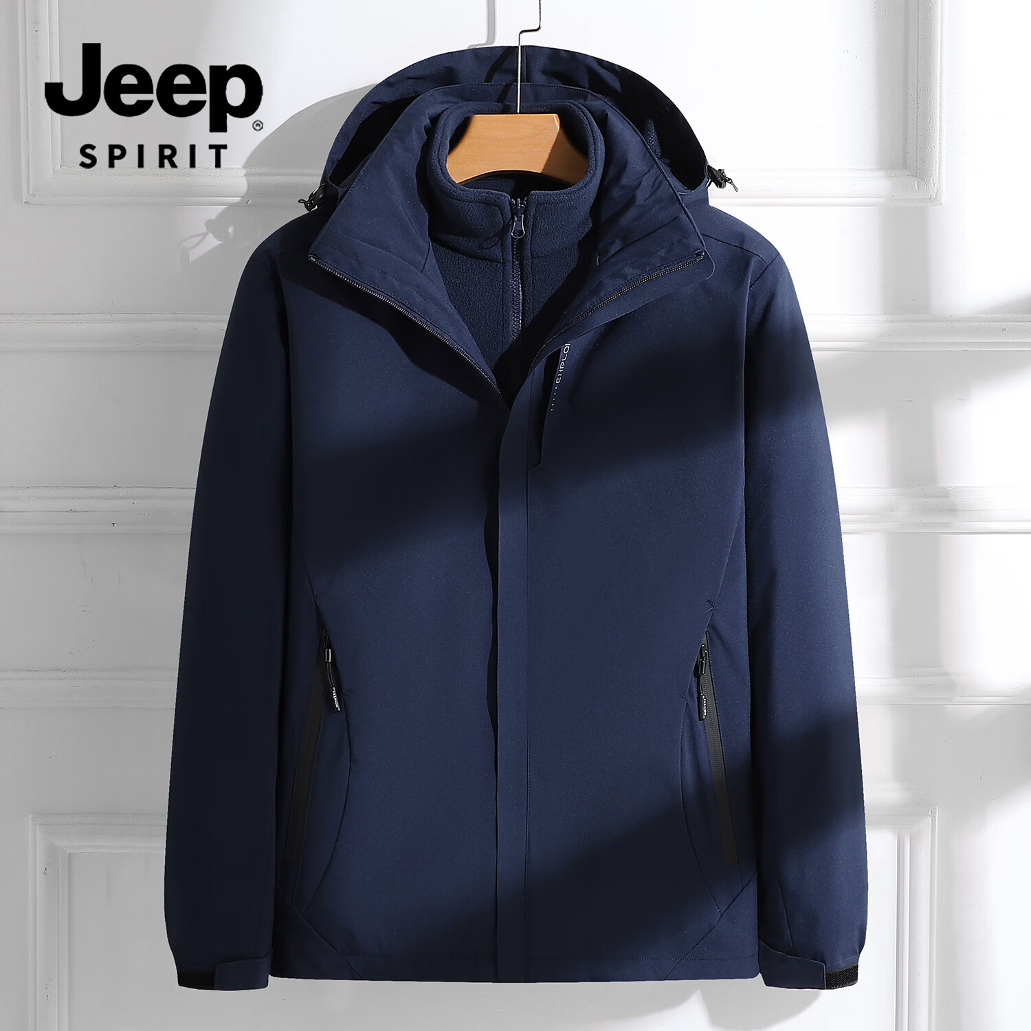 JEEP SPIRIT Men's Jacket New Autumn Winter Outdoor Windproof Waterproof Coat 6266 Dark Blue [3-in-1] XL