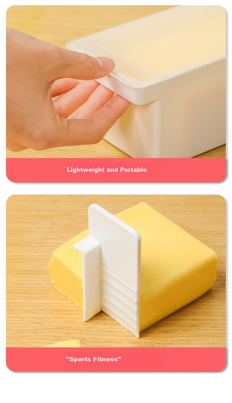 Baijie Butter Container, Storage Box with Lid, Refrigerator Organizer, Cheese Cutter, Large Size 19