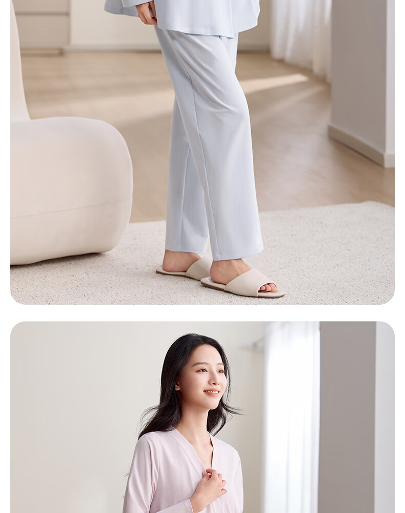 October Crystal Maternity Postpartum Nursing Pajama Set Spring Autumn Cotton Ice Blue Size L 7