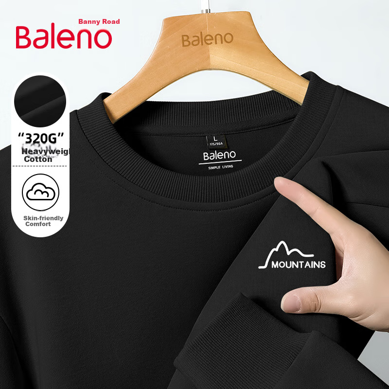 Baleno Crew Neck Sweatshirt for Men, 320G Heavyweight, Simple And Versatile, Spring And Autumn Long-Sleeve Top, Loose-Fitting Large Size Couple's Jacket