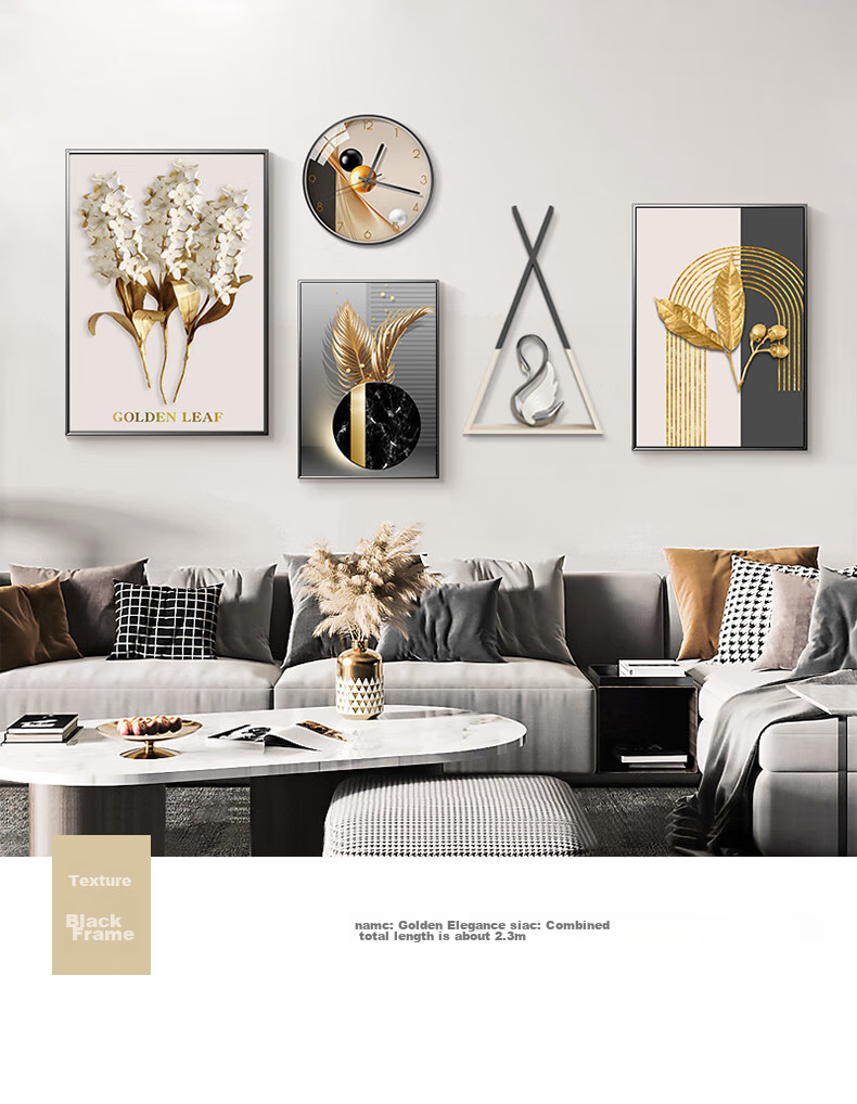 JIJUANJI Nordic Style Living Room Decorative Painting, Light Luxury Sofa Background Wall Art, Creative Combination Wall Hanging 5