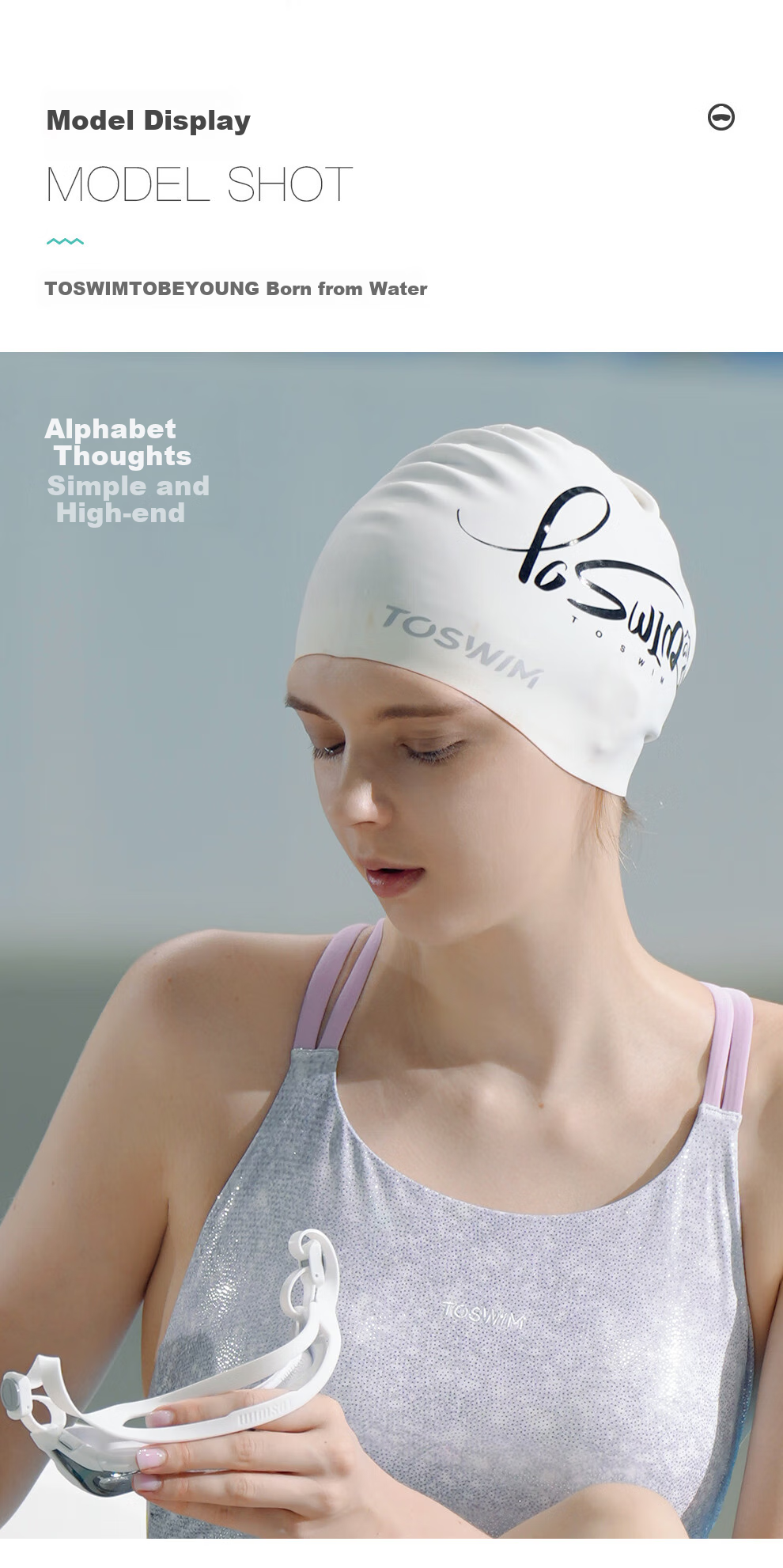 TOSWIM Swimming Cap, Women's Silicone Swim Cap, Large Size for Long Hair, Waterproof, Suitable for Adults And Children, Xinghe Muyu 9