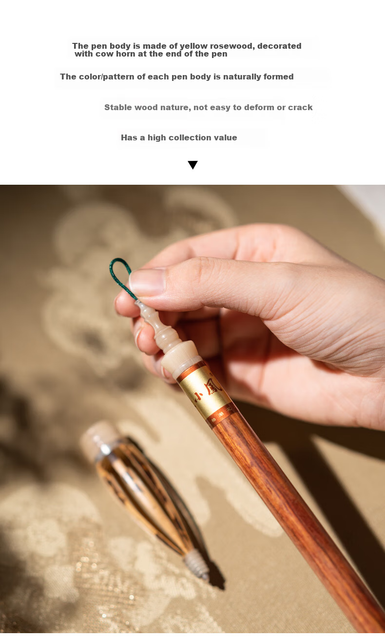 Zhang Xiaofeng Calligraphy Set with High-Quality Mixed Hair And Wolf Hair Brushes, Soft Brush for Running Script, Huanghuali Wood Creative Vintage Gift Brush Box 6