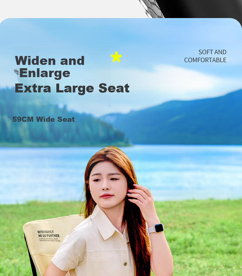 TAN XIAN ZHE Moon Chair Outdoor Folding Chair with Three Adjustable Height Settings High Back Lounge Chair Beach Chair Portable Fishing Stool 10