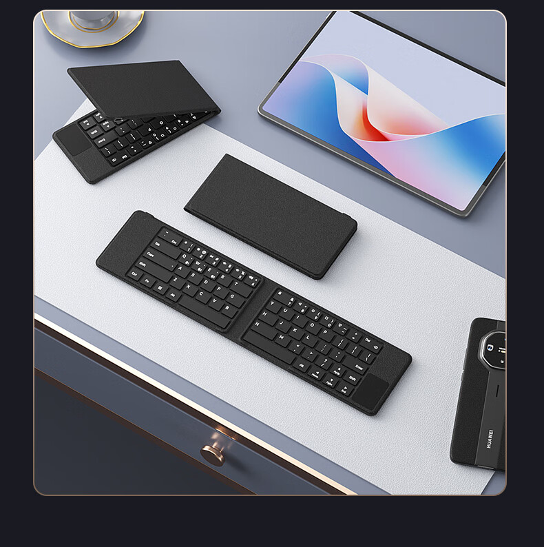 B.O.W Hangshi HB168 [Huawei DFH Brand Authorized] Foldable Silent Bluetooth Rechargeable Keyboard Wireless Portable 64-Key Keyboard for Mobile Phones, Laptops, and Tablets Black 22