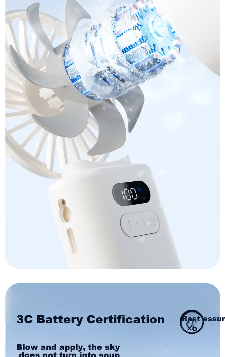 SOTHING Cooling Foldable Handheld Fan Neck Hanging/Handheld/Desktop Foldable All-in-One Built-in Ice Pack Module Hardcore Mecha Design DSHJ-S-2506A 13