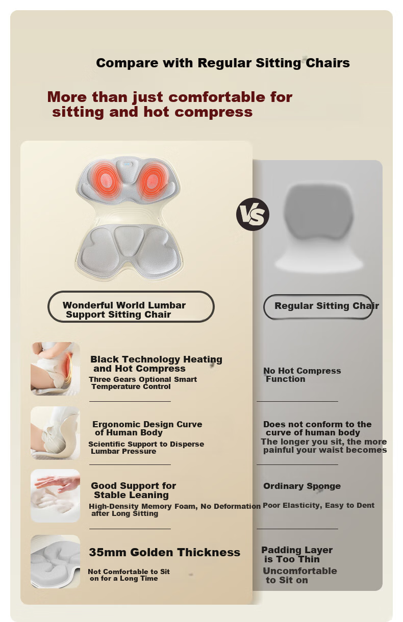 MIAOJIE MH02 Lumbar Support Chair, Waist Massager, Ergonomic Chair for Home And Office Use, Posture Correction with Heat Therapy, Practical Birthday Gift, Gray, Size M 3
