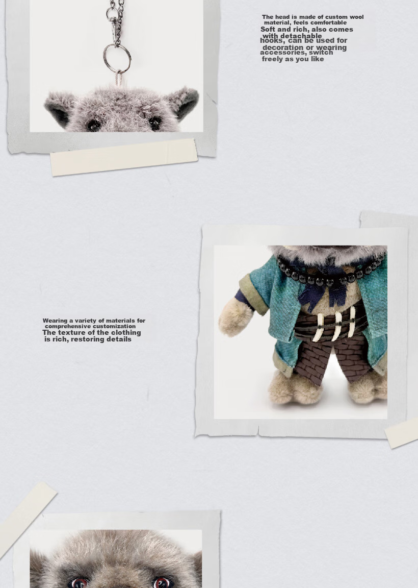 Heishenhua Plush Monkey King Figurine, Brown-Gray Color, Heishenhua Wukong Merchandise, Same Style Toy Doll, Backpack Charm, Keychai 6