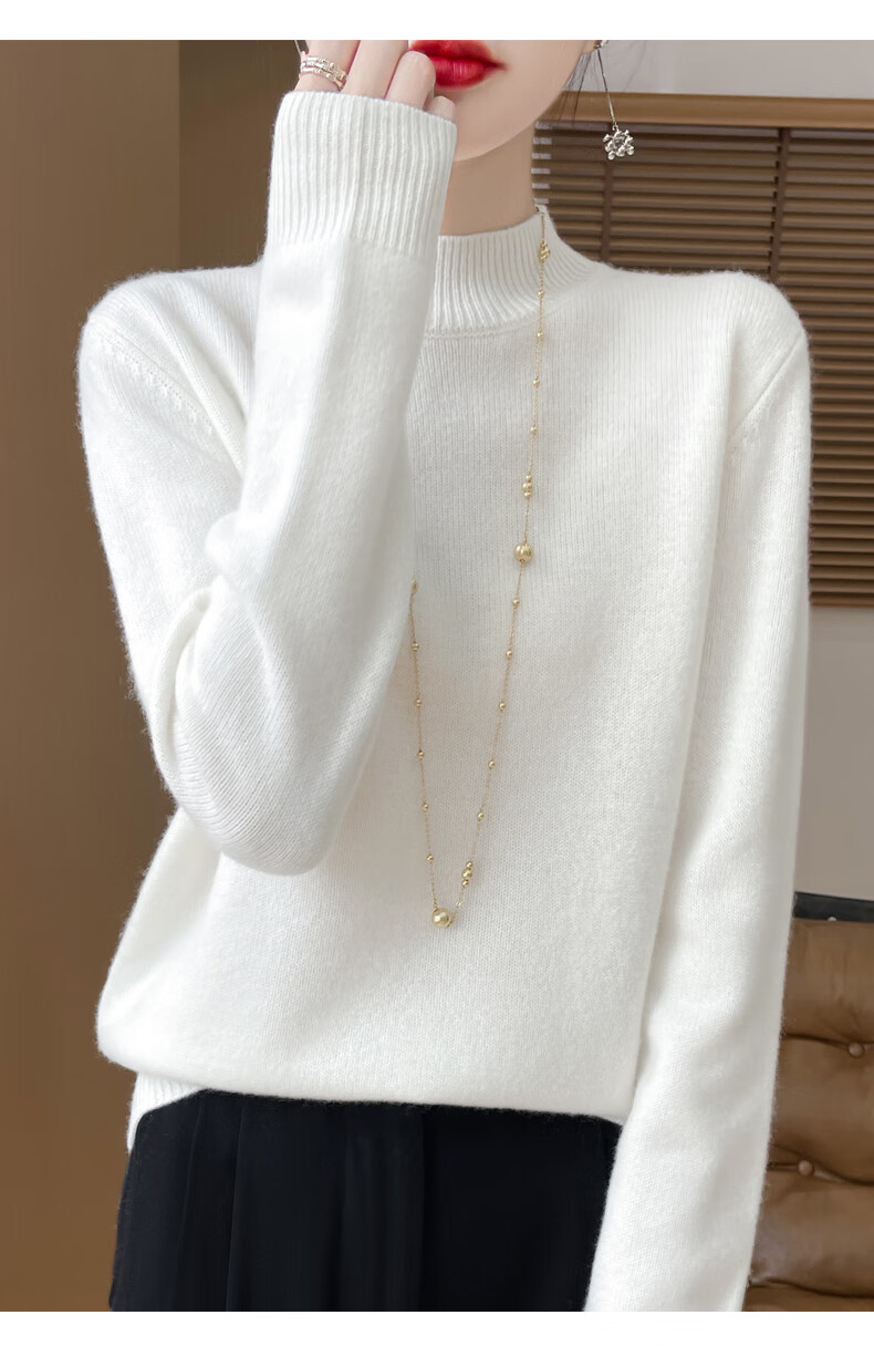 Miiow Women's Half Turtleneck Knit Sweater Autumn Winter Loose Base Layer Stylish Top 2025 New 8