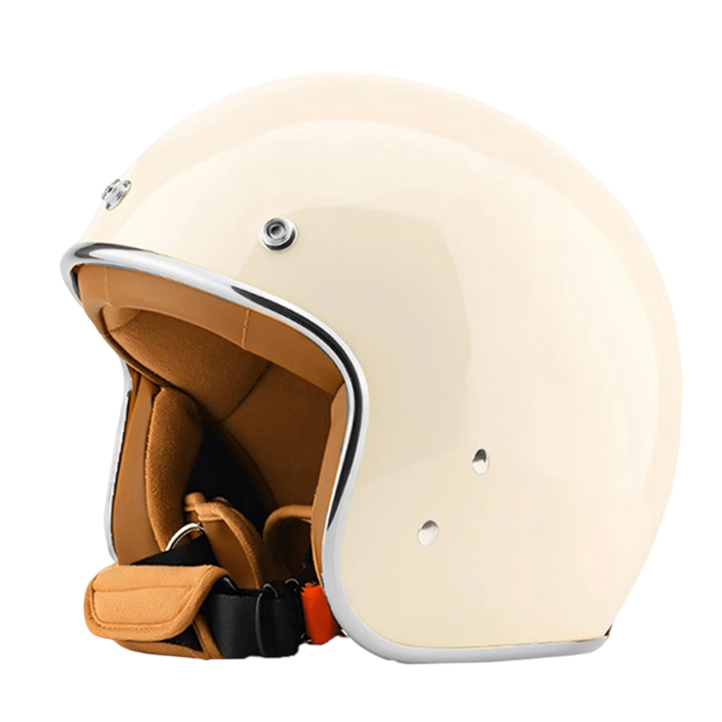 V Electric Motorcycle Helmet 3C Certified Unisex Commuter Safety Helmet Four-Season Lightweight Riding Retro Half Helmet Off-White Fits 57-60CM