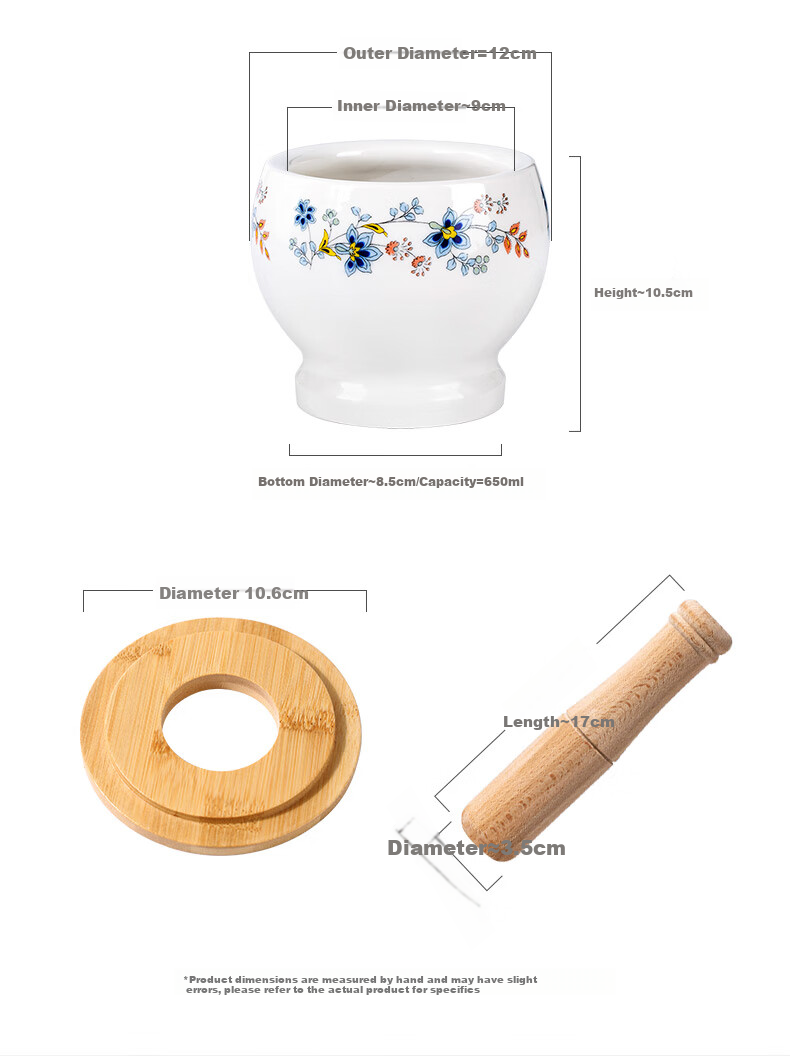 Newair Ceramic Garlic Masher, Manual Home-Use Old-Style Garlic Crusher, Garlic Paste Maker, Stone Mortar for Crushing Garlic And Grinding Herbs 12