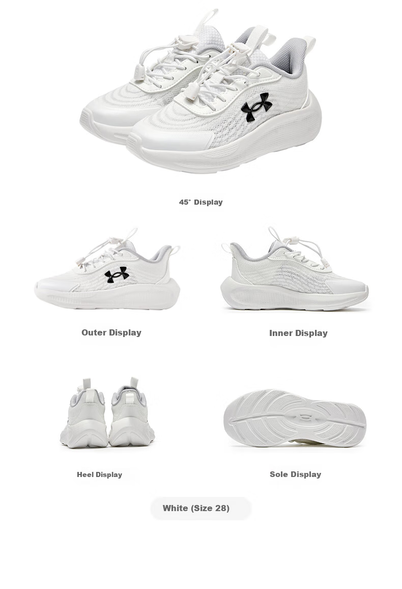 Under Armour Spring And Summer Children's Running Shoes for Boys And Girls, Breathable Mesh Upper, Non-Slip Straps, Comfortable Physical Exam Sports Shoes 17