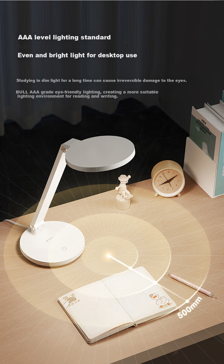 BULL Socket Desk Lamp, AA-Grade Full Spectrum Lighting, ML-E012E Stepless Dimming, C-Port Supports 67W Fast Charging 4
