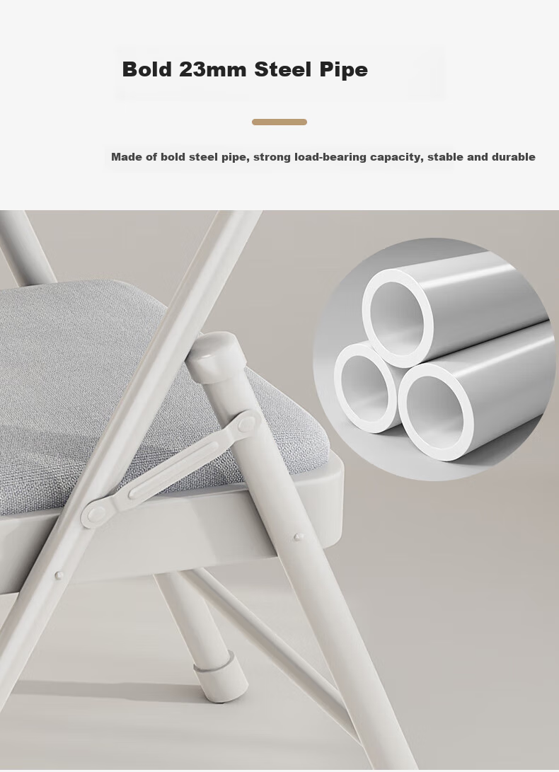 Yimo Folding Chair with Backrest, Portable Dining Chair, Computer Chair, Home Stool, Dormitory Study Chair, Conference Training Office Chair, White 2