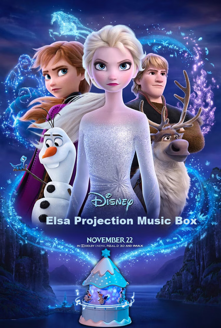 Disney Elsa Princess Children's Toy, Birthday Gift for Girls Aged 7-14, Starry Sky Projection Lamp, Elsa Music Box, Musical Box 1