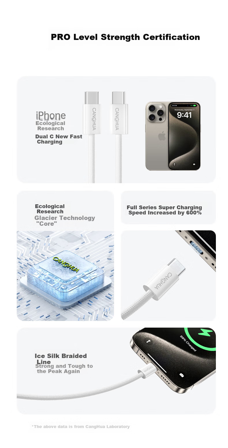 CangHua [Car Spring Retractable] Compatible with Apple IPhone 18/17/16/15 Charging Cable, Dual-Head Type-C Data Cable, PD60W Fast Charging, Ctoc Phone Car Carplay 2