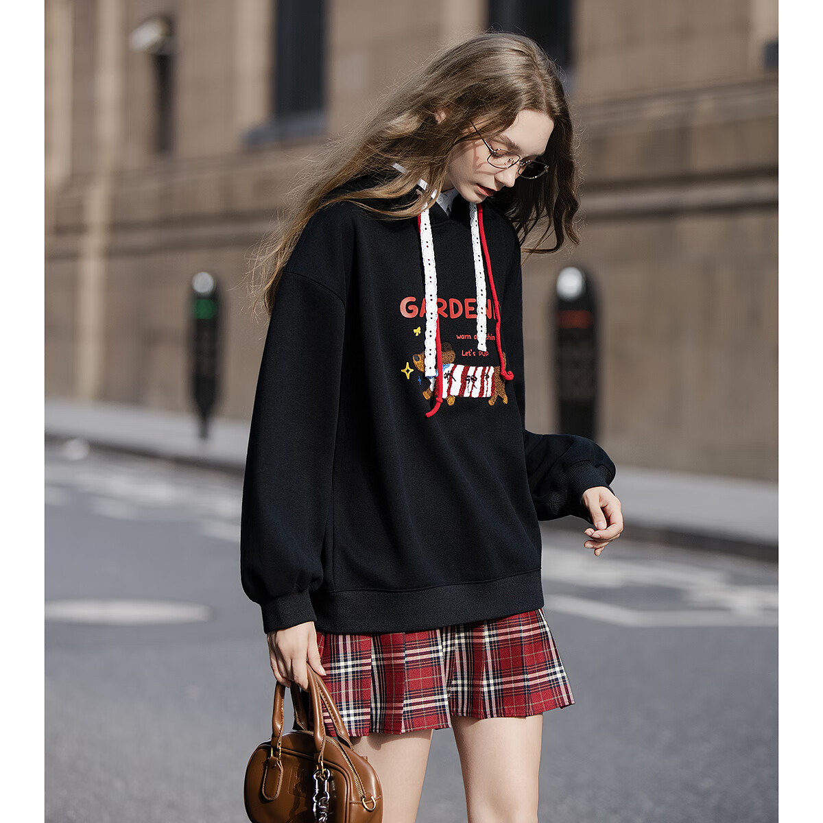 TonLion 2025 Autumn Women's Hoodie with Puppy Print Pullover Sweatshirt