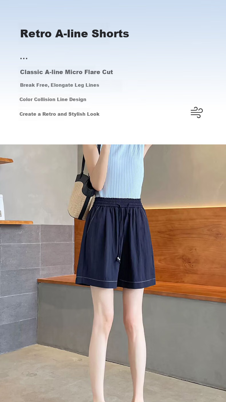 XUEXIMAN Tencel Denim Shorts for Women, 2025 Summer New Thin High-Waist A-Line Slimming Knee-Length Shorts 2