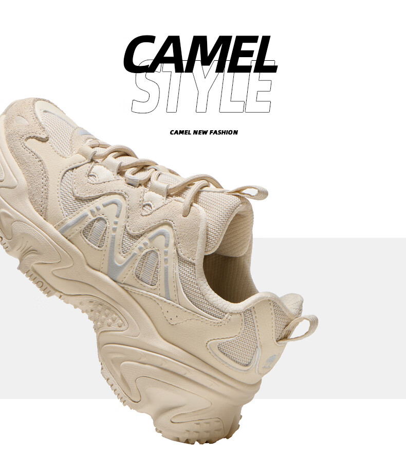 CAMEL Women's Retro Casual Thick-Soled Platform Dad Sneakers X25CX4L4035 Black/Silver White Size 38 62