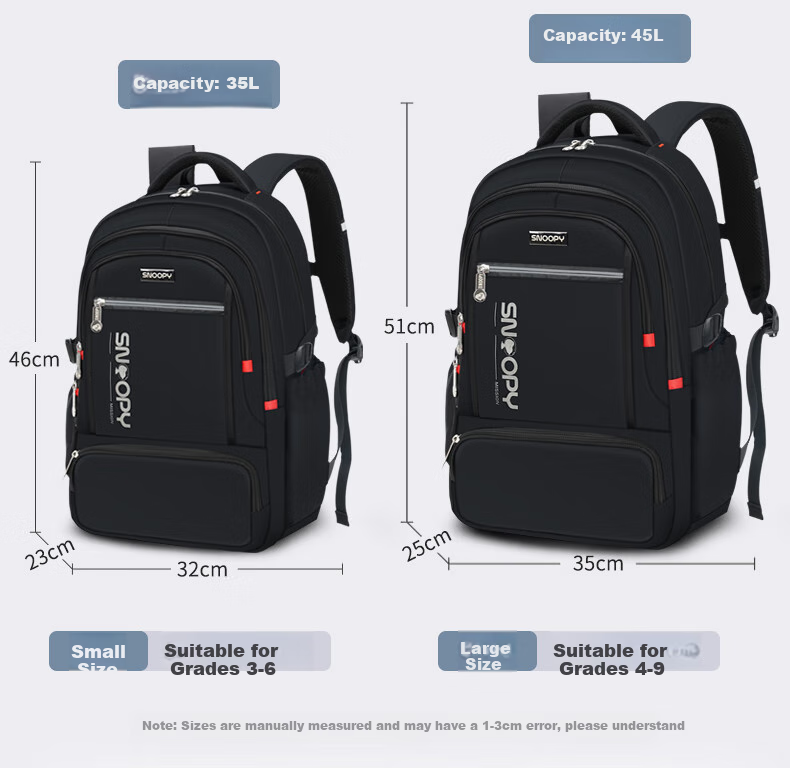SNOOPY Backpack for Middle School Boys, College Students, Large Capacity Multifunctional Laptop Bag Travel Backpack Purple 45L 7