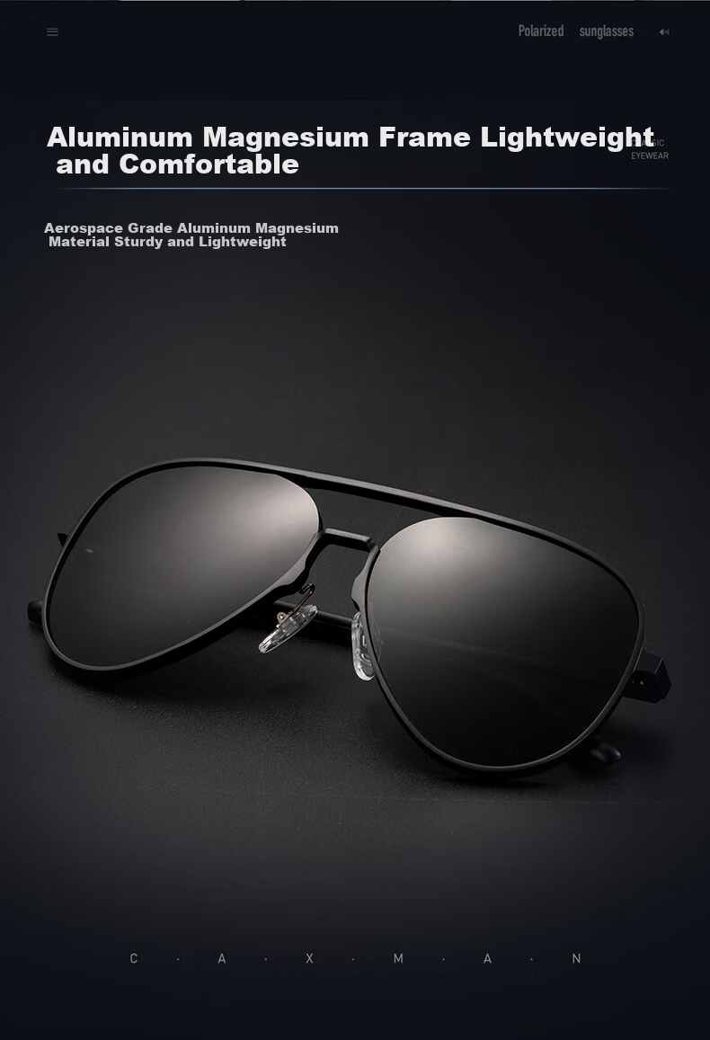 CAXMAN Classic Aviator Sunglasses, Aluminum-Magnesium Polarized Glasses, Toad-Shaped Glasses for Driving, Anti-Glare, Suitable for Men And Wome 3