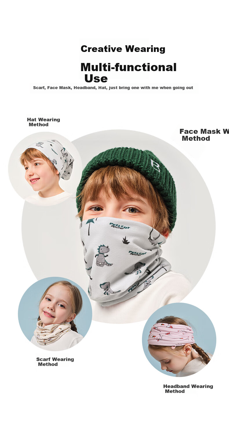 Pelliot Neck Gaiter for Children, Unisex Cold Protection Face Mask, Magic Headband, Dust-Proof Multifunctional Balaclava, 16143205 Blue 2