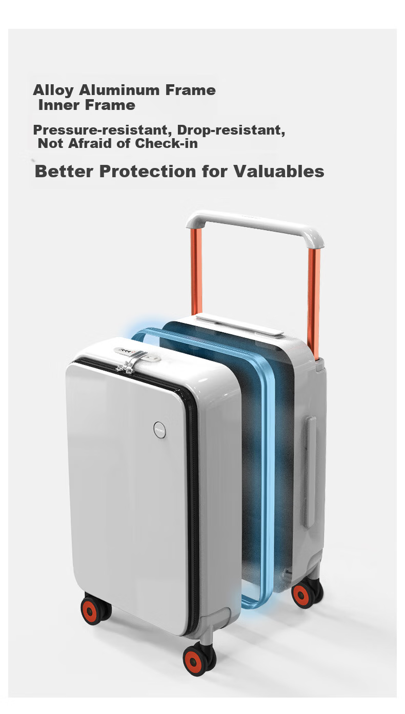Mixi Front-Opening Luggage, Wide Handle Suitcase, Aluminum Frame Case, Men's 20-Inch Business Carry-On, Women's Password Lock Suitcase, Large Capacity 12
