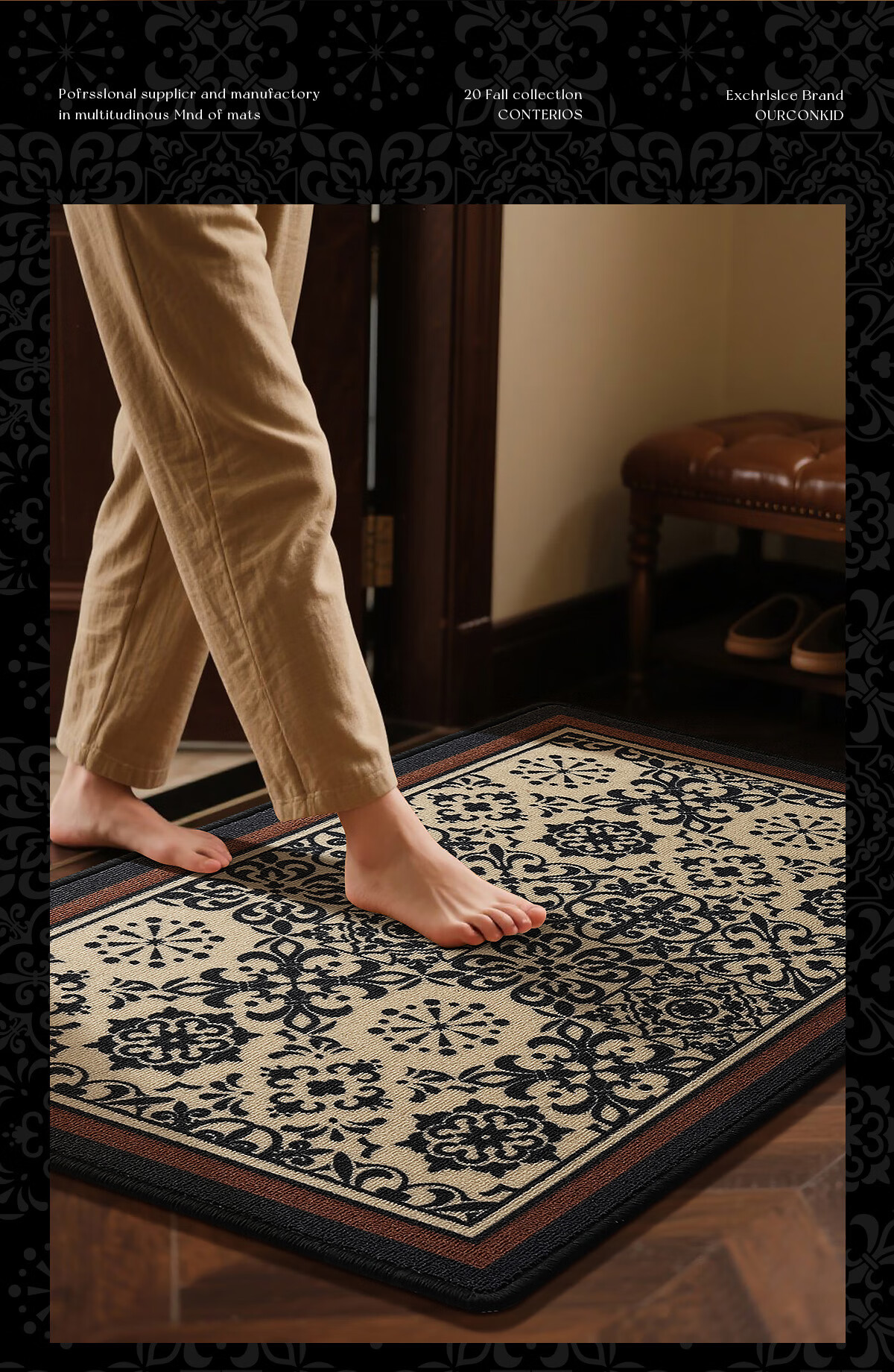 Huaxu American Style Entry Door Mat Non-Slip Dirt-Resistant Entrance Carpet Floor Mat 60x90cm 7