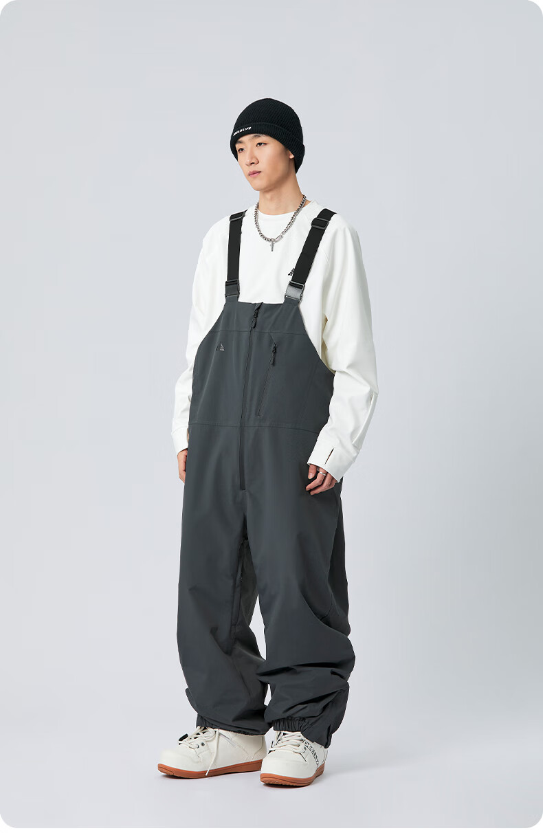 Nan En Single Board Ski Suit Bib Pants 3L Waterproof Thickened Warm Unisex Black M 1