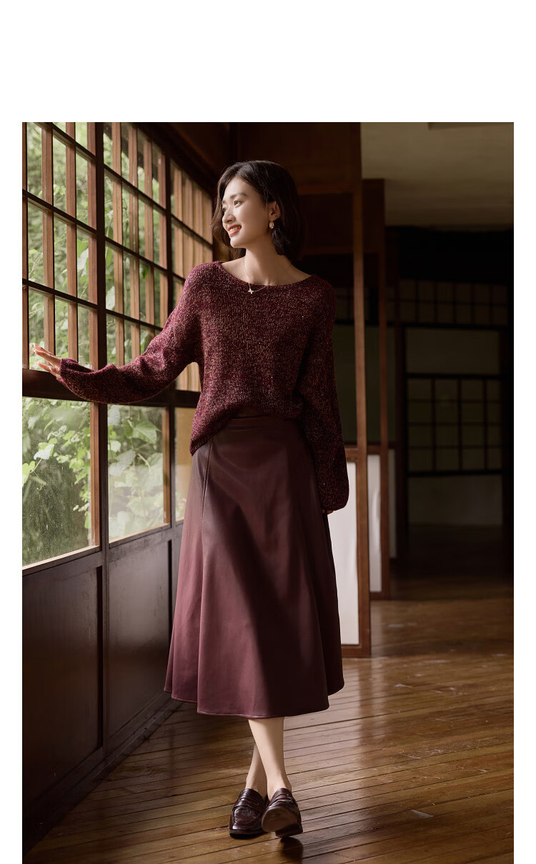 Demana Gradient Irregular Dyed Yarn Sweater with Lantern Sleeves, Autumn Sheep Wool Texture Women's Knit Top 1