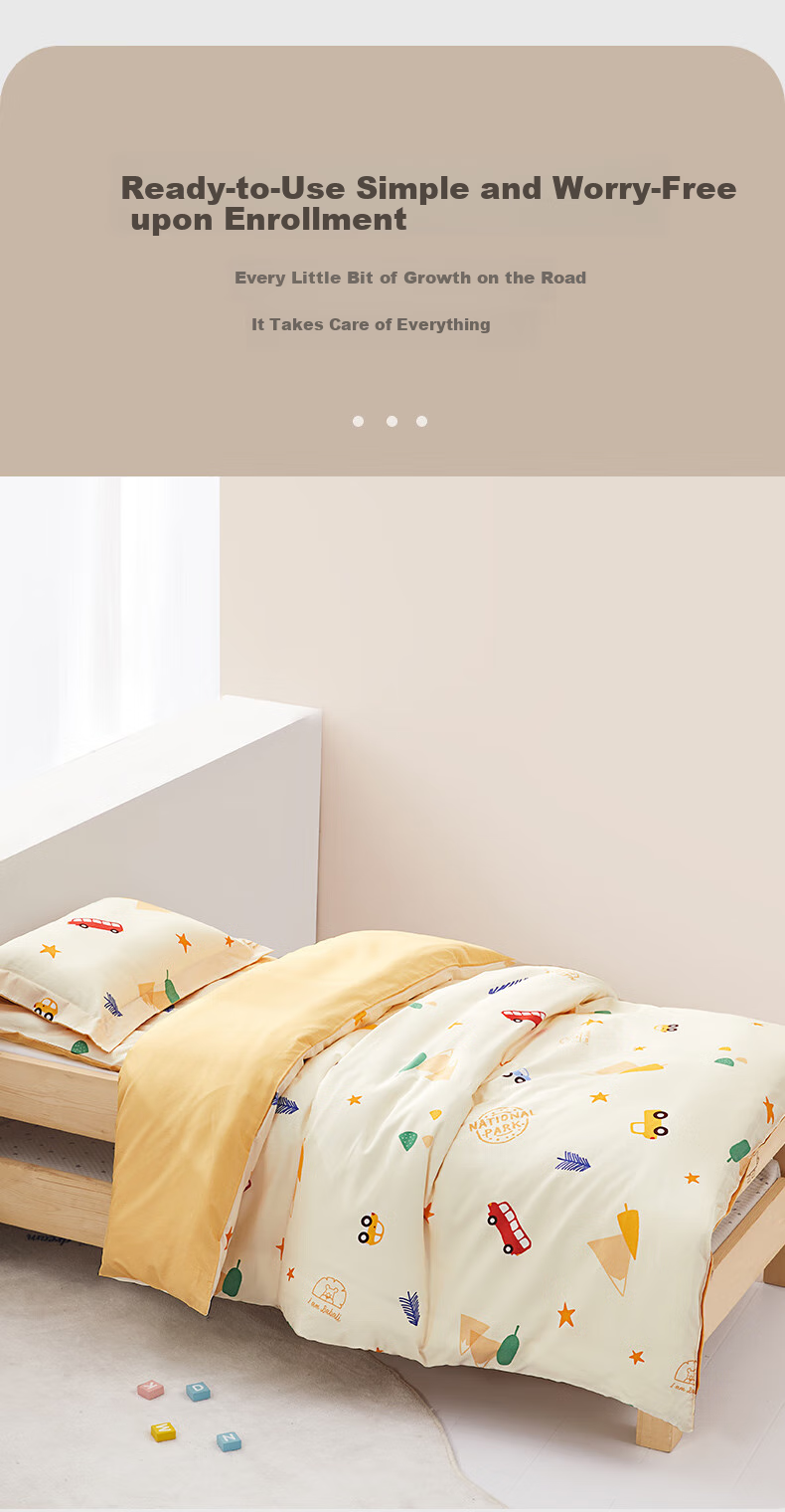 MERCURY Kids Three-Piece Bedding Set, Class A 100% Pure Cotton Bed Sheet, Duvet Cover, Pillowcase, Single Bed for Dormitory Students, 150*210cm 4