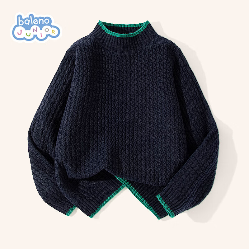 Baleno Girls' Sweater, Autumn And Winter 2026 New Style, Trendy Cable Knit Pullover for Older Girls, Children's Semi-Turtleneck Warm Inner Layer
