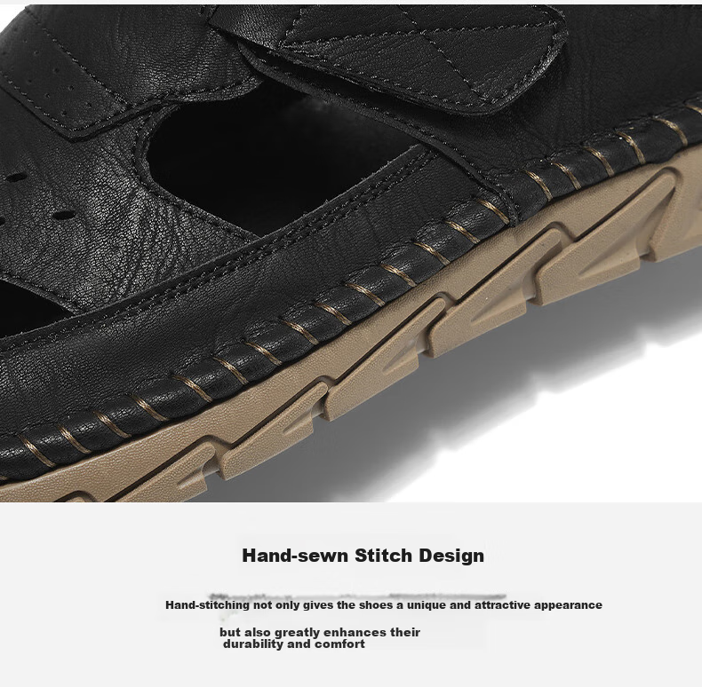 HLA Men's Shoes, Summer Casual Sandals, Men's Beach Shoes, Breathable Outdoor Sandals, K088 Black, Size 42 6