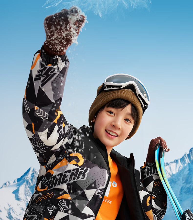 361° Kids Down Jacket 2025 Winter Boys Hooded Thickened Windproof Warm Coat Black 175 1