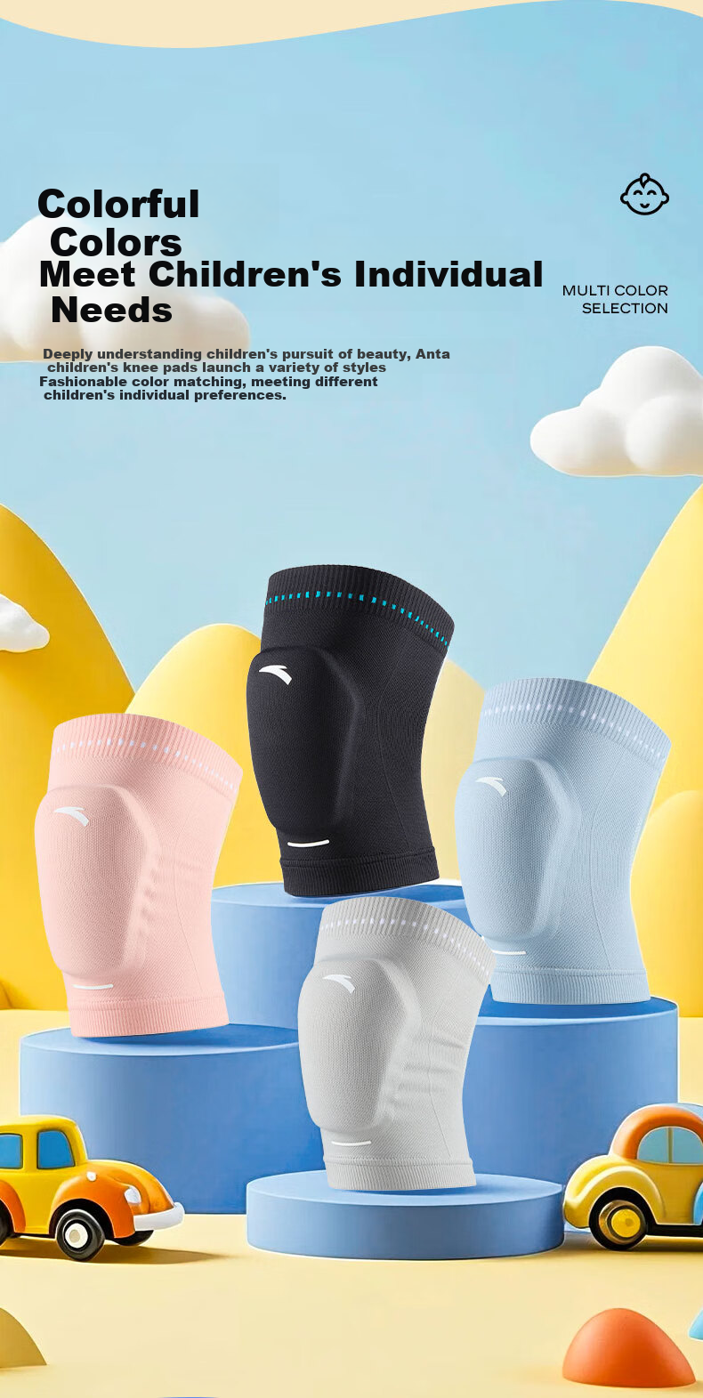 ANTA Children's Knee Pads, Sports Protection, Patella Injury Prevention, Knee Meniscus Guard, Warmth, Basketball, Running, Soccer, Black, Size L 7