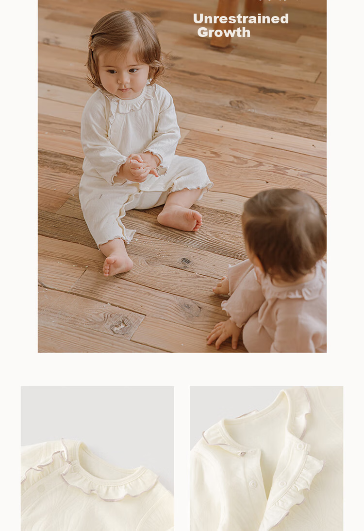Guaiqixiong Infant Pure Cotton Onesie, Spring And Autumn Long-Sleeve Bodysuit for Baby Girls, Seamless Home Romper, Crawling Suit, Base Layer, Spring Outfit, Pajamas 7
