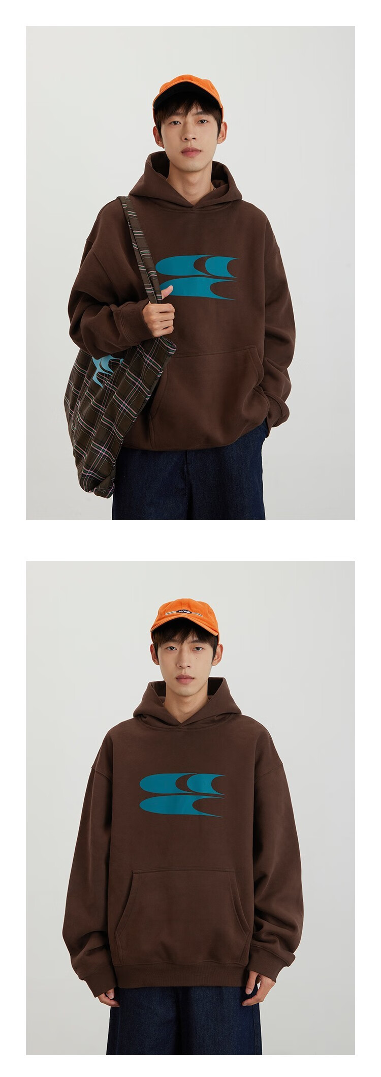 CryingCenter Logo Print New Style Fleece-Lined Thickened Xinjiang Cotton Hoodie Dark Green L 19