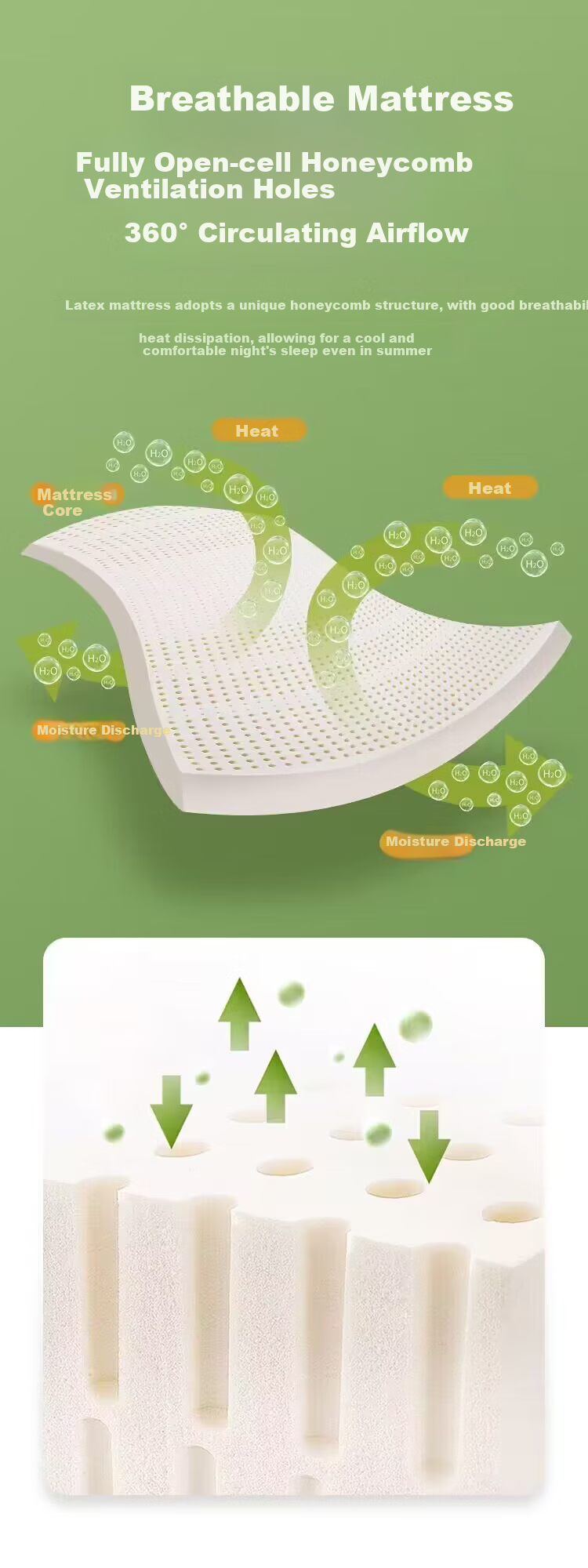 Jinxiangshu Latex Mattress, Imported from Thailand, Natural Latex, Home And Student Use, 1.5*2 Meters, Medium Firmness 15