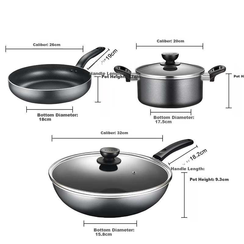 SUPOR Cookware Set Non-Stick Wok Frying Pan Soup Pot Three-Piece Set Compatible with Induction Cooker TP2314K