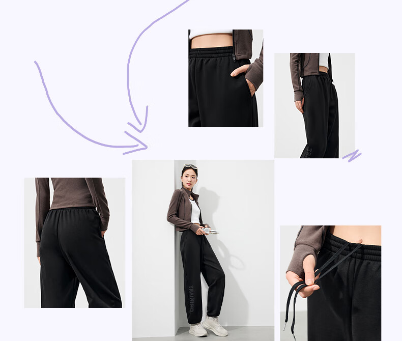 361° Women's Pants, Spring Loose Fit, Fleece-Lined, Elastic Ankle, Sweatpants, Long Trousers, Casual Pants for Women, 662534704-4 2