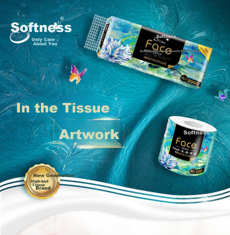 C&S Core Roll Toilet Paper, Art Oil Painting Face 4-Ply 200g*27 Rolls, Toilet Paper Roll Tissue Paper Roll Paper Towels Whole Box 1