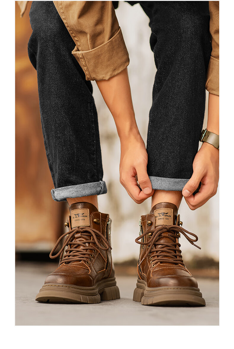 G.N.Shi Jia [Zhang Ruoyun Style] Men's Autumn Winter New Retro British Martin High-top Durable Work Boots 18