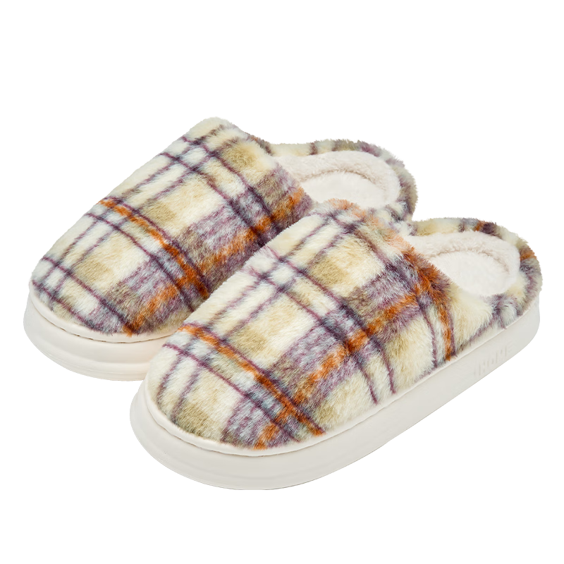 Grace Antibacterial Cotton Slippers Women Autumn Winter 2025 New Indoor Warm Non-Slip Thick Sole Plush Slippers Men Couples