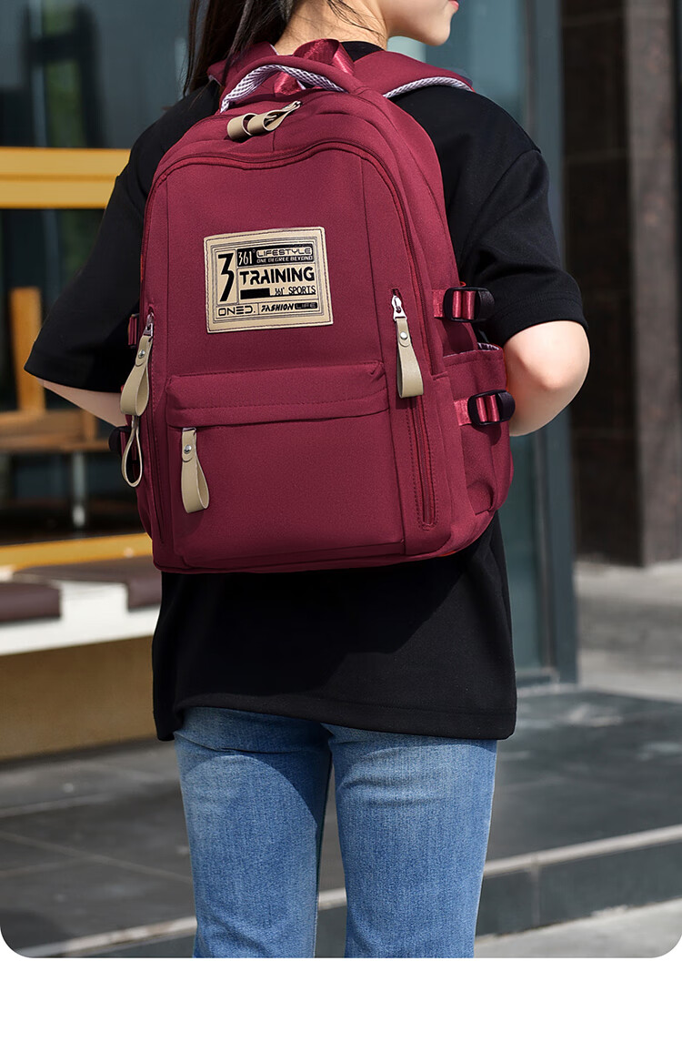 361° Unisex Large Capacity Simple Versatile College Style Backpack Casual Fashion Lightweight Commuter Red 3